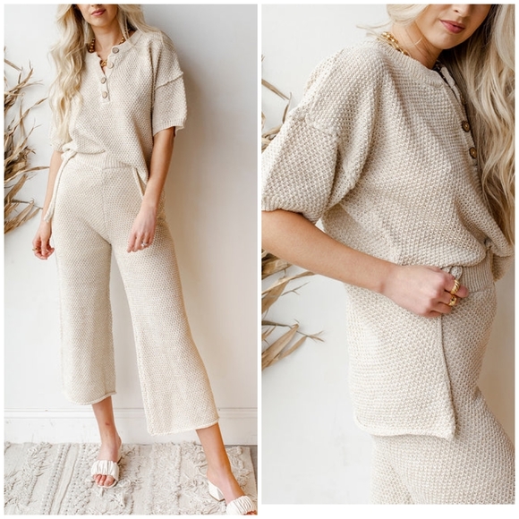 VERY J Olive Green Chic 2-Piece Knitted Sweater Top And Pants Set - Picture 6 of 7